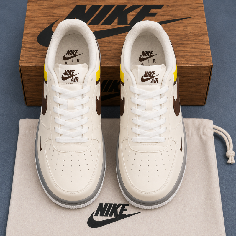 Pre_mium_White Brown Casual Sneakers for Men | Trendy House