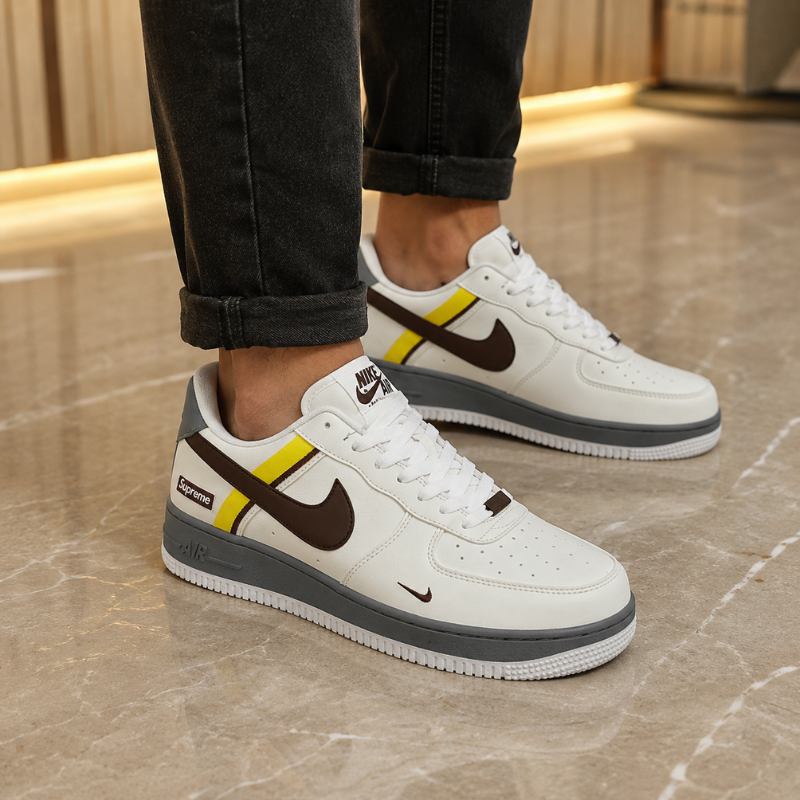 Pre_mium_White Brown Casual Sneakers for Men | Trendy House
