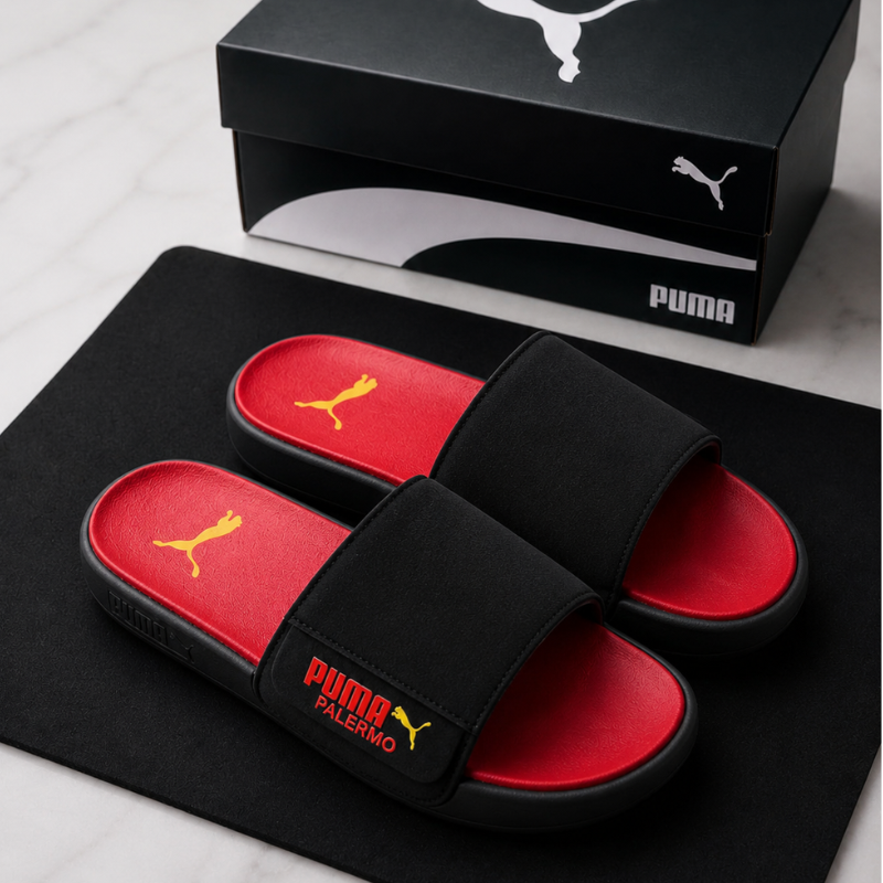 Pu_ma Palermo Black Red Slides for Men