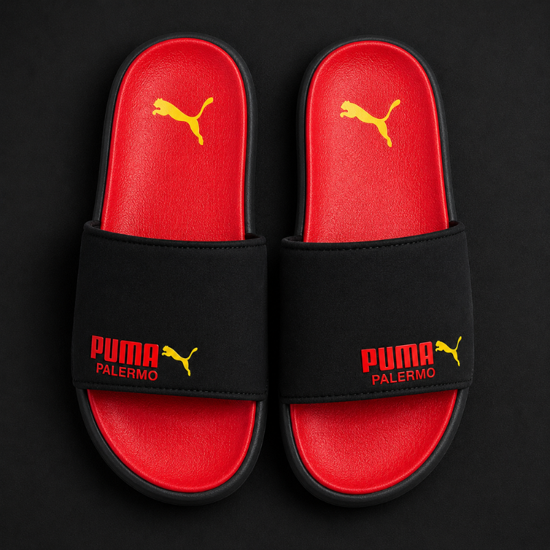 Pu_ma Palermo Black Red Slides for Men