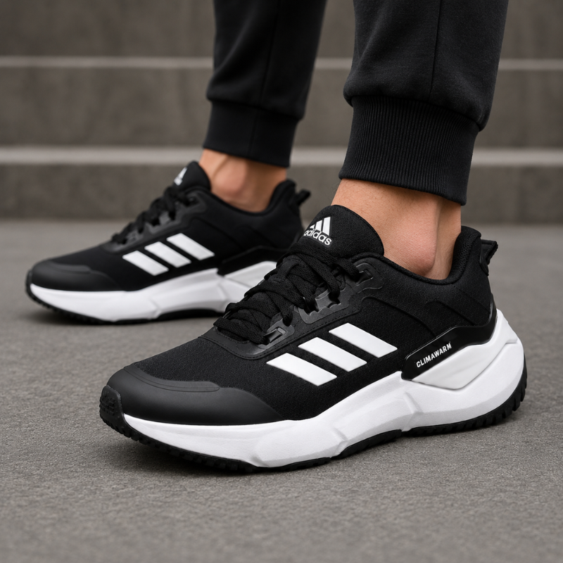 Adi_das_ClimaWarm Running Shoes – Black & White Lightweight Sports Sneakers for Men