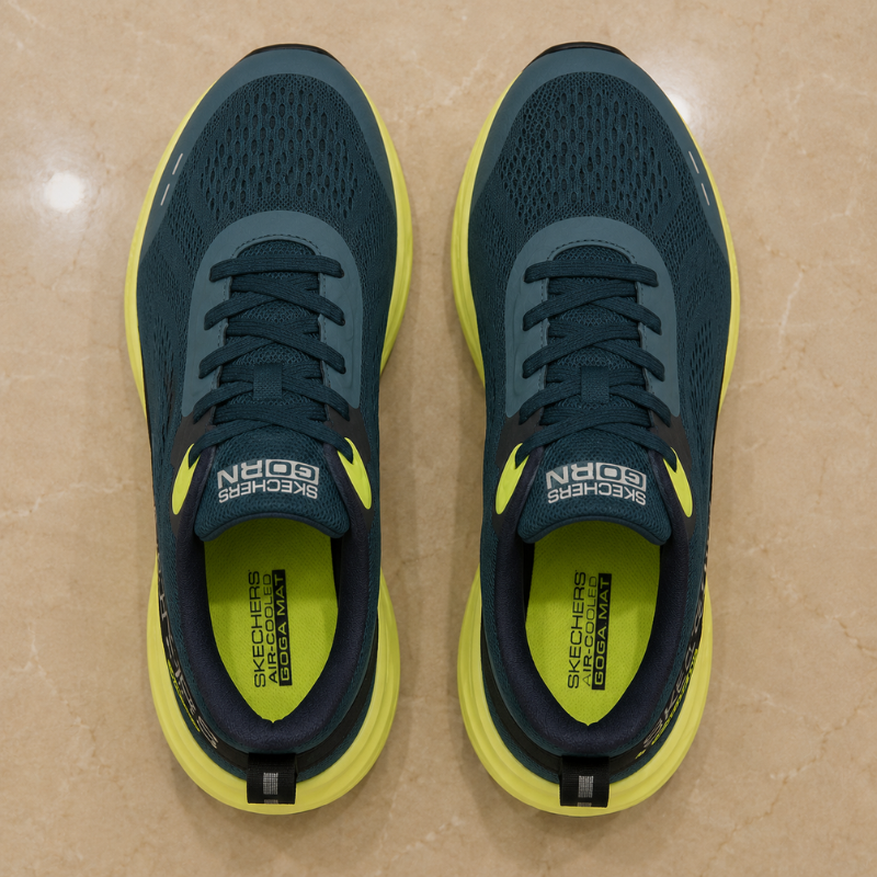Ske_chers_GO_RUN Glide-Step Men's Running Shoes – Navy Blue/Lime