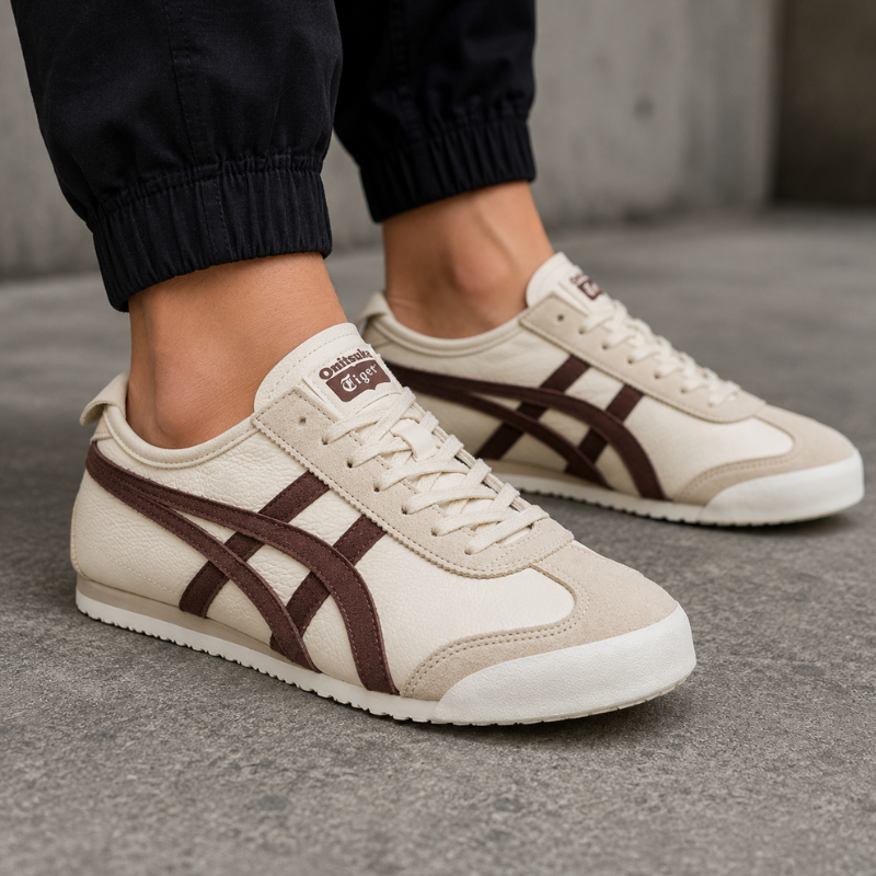 Onit_suka Tiger Mexico 66 Cream Brown Casual Sneakers for Men & Women