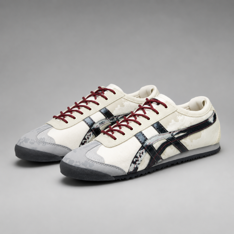 Re_tro_Camo Lifestyle Sneakers – Off White & Black