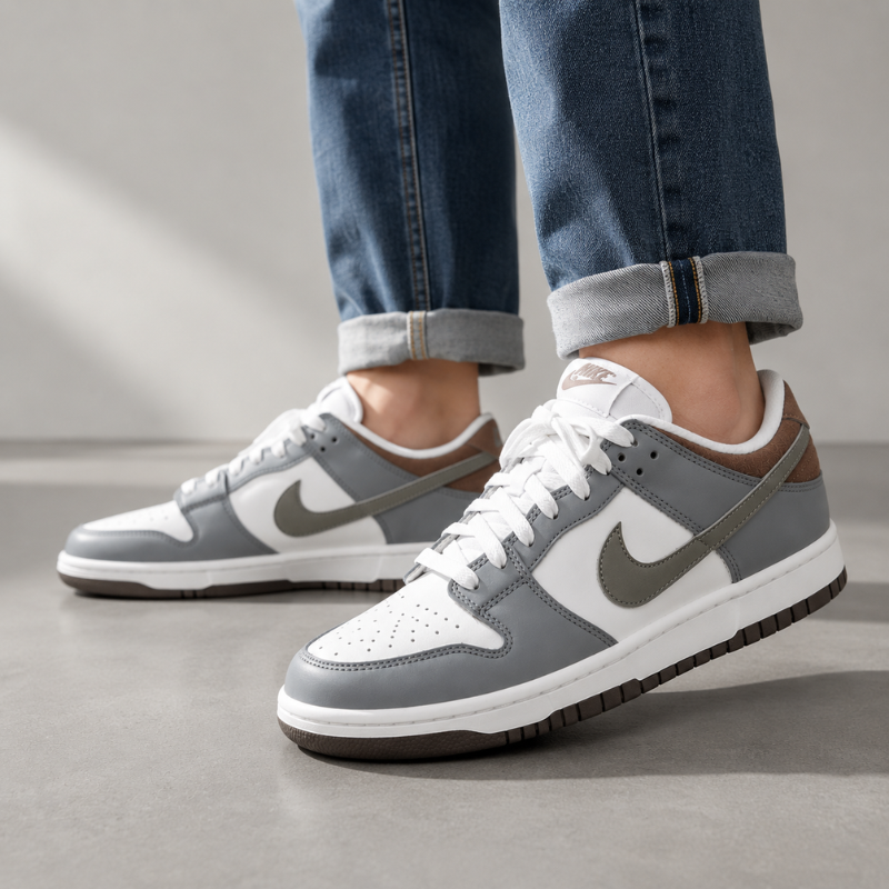 Grey & White Low-Top Lifestyle Sneakers – Premium Casual Edition