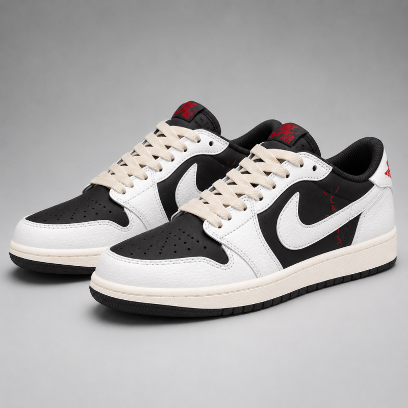 Ni_ke_Air Jordan Low Travis Scott Inspired Brown & White Sneakers