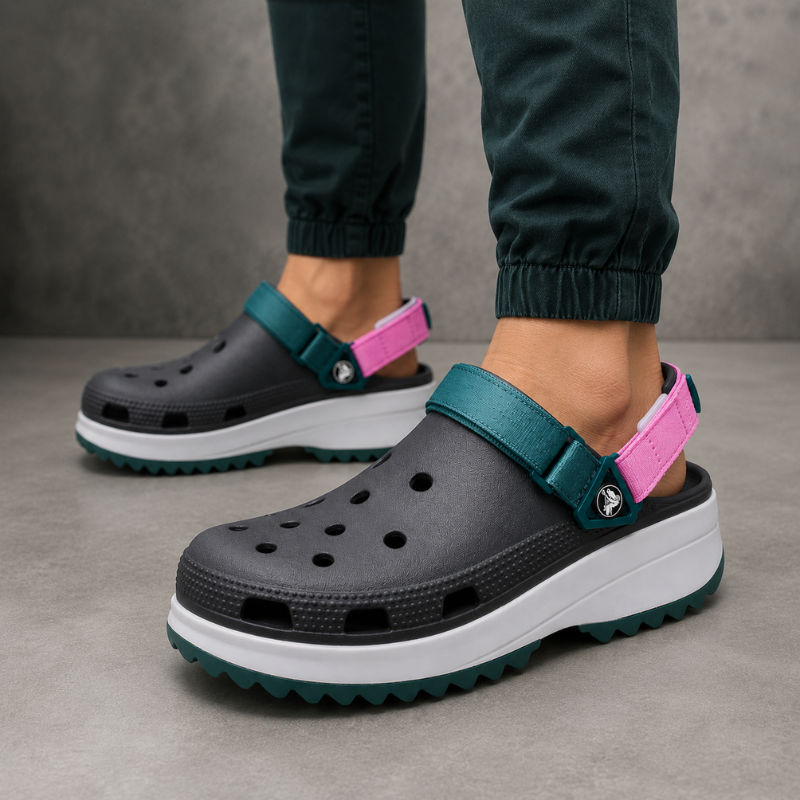 Cro_cs_Hiker Clog – Charcoal Grey Platform Comfort Clogs