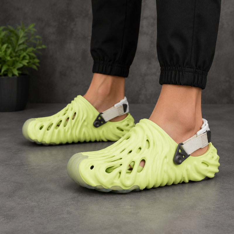 Ne_on_Wave Foam Clogs – Ultra-Light Comfort Slip-On | Lime Green