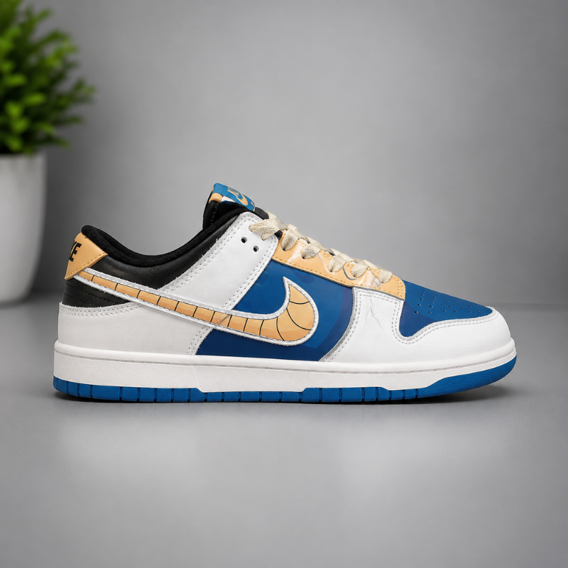 Re_tro_Blue & White Low-Top Sneakers – Premium Casual Streetwear Shoes