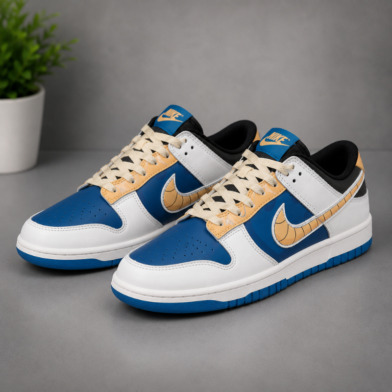 Re_tro_Blue & White Low-Top Sneakers – Premium Casual Streetwear Shoes