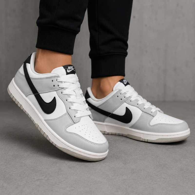 Ni_ke_Dunk Low Grey White Casual Sneakers | Premium Everyday Shoes