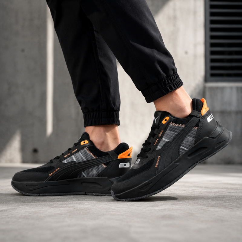 pu_ma _Black & Orange Performance Running Sneakers | Lightweight Sports Shoes for Men