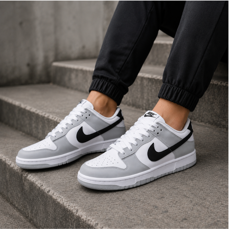 Ni_ke_Dunk Low Grey Black | Stylish Casual Sneakers