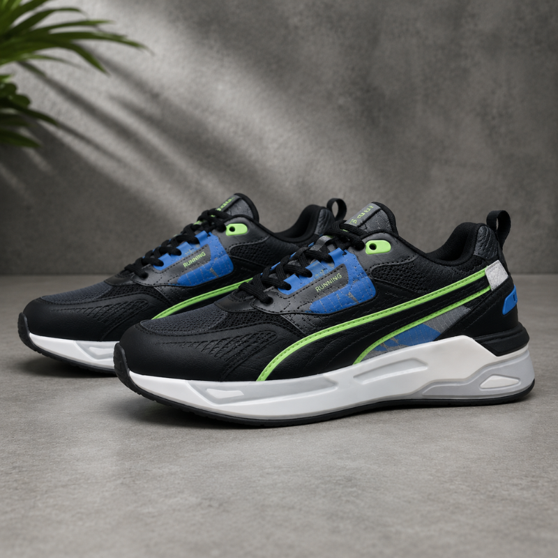 M_en's_Black Running Sneakers | Lightweight Comfort & Everyday Performance