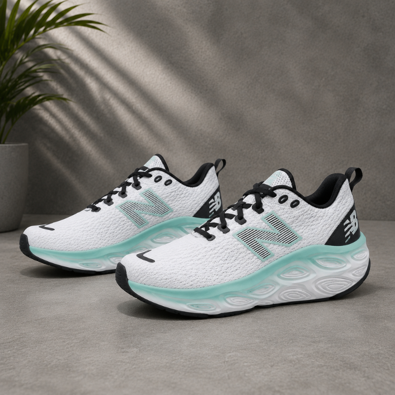 M_en's_White & Mint Running Shoes | Lightweight Comfort for Everyday Performance