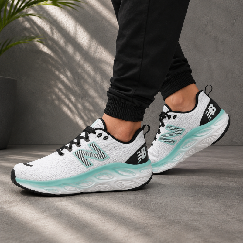 M_en's_White & Mint Running Shoes | Lightweight Comfort for Everyday Performance