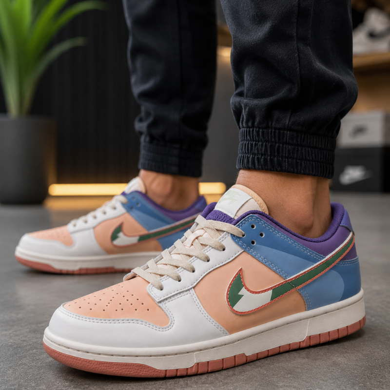 Ni_ke_Dunk Low Pastel Multi-Color Sneakers – Premium Casual Lifestyle Shoes