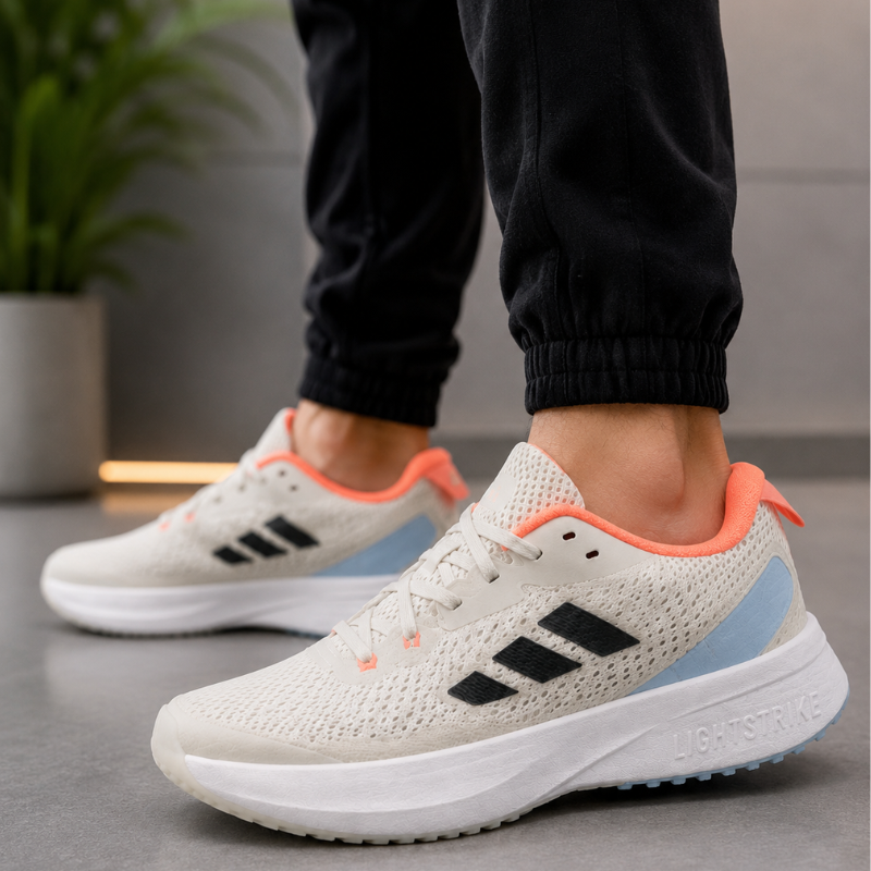 Adi_das Lightstrike Running Shoes – White/Coral Lightweight Performance Sneakers