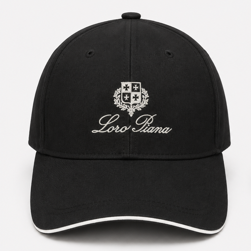 Lo_ro_Pi_ana Premium Black Cotton Baseball Cap | Classic Luxury Cap