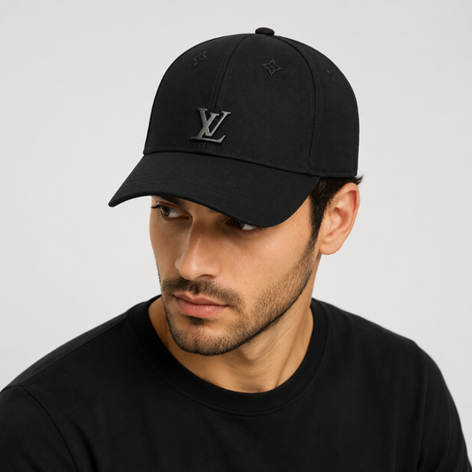 Lu_xury Bl_ack Monogram Baseball Cap | Premium Adjustable Unisex Cap
