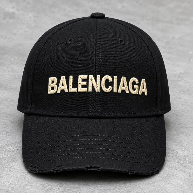 Balen_ciaga Style Premium Black Baseball Cap for Men | Adjustable Cotton Casual Sports Cap | Unisex