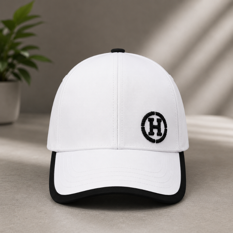 Pre_mium White Adjustable Baseball Cap for Men & Women | Embroidered H Logo | Casual Sports & Streetwear Cap