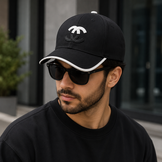 Pre_mium Black Adjustable Baseball Cap for Men & Women | Embroidered Logo | Casual Streetwear Sports Cap