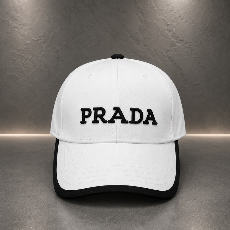 PR_ADA Inspired White Premium Baseball Cap with Black Embroidered Logo | Adjustable Unisex Casual Cap