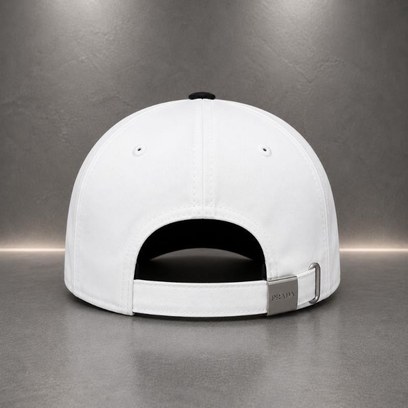 PR_ADA Inspired White Premium Baseball Cap with Black Embroidered Logo | Adjustable Unisex Casual Cap