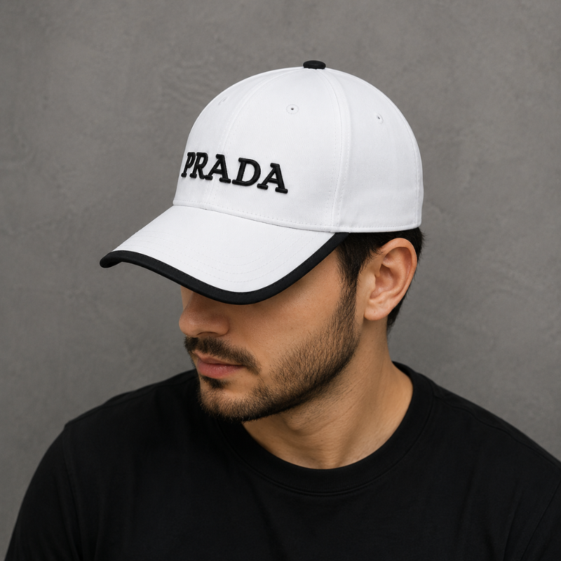 PR_ADA Inspired White Premium Baseball Cap with Black Embroidered Logo | Adjustable Unisex Casual Cap