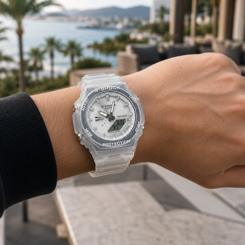 Ca_sio _G-Sho_ck Transparent Analog-Digital Watch for Men | Shock Resistant | 20 Bar Water Resistant