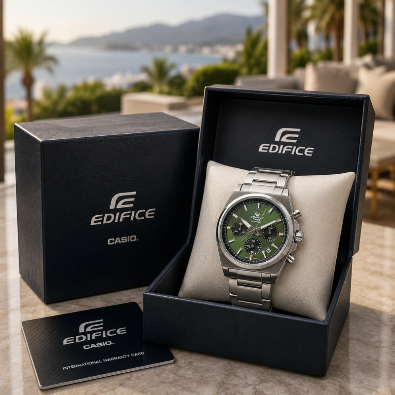 Ca_sio_Ed_ifice Green Dial Stainless Steel Chronograph Watch for Men | Sapphire Crystal | 100M Water Resistant