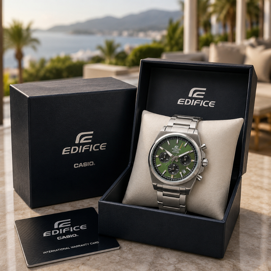 Ca_sio_Ed_ifice Green Dial Stainless Steel Chronograph Watch for Men | Sapphire Crystal | 100M Water Resistant