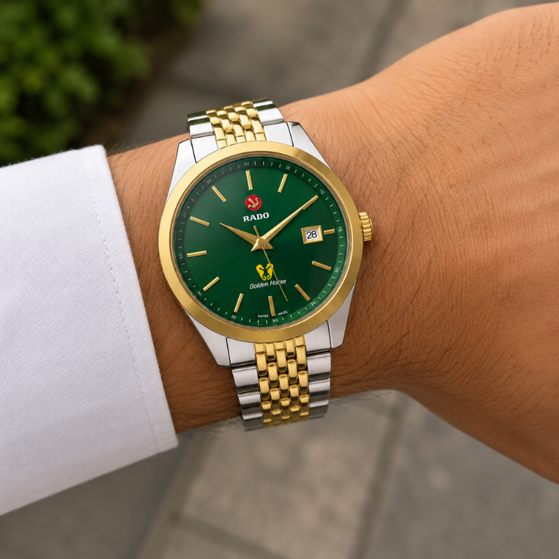 RA_DO Golden Horse Automatic Green Dial Two-Tone Stainless Steel Men's Watch