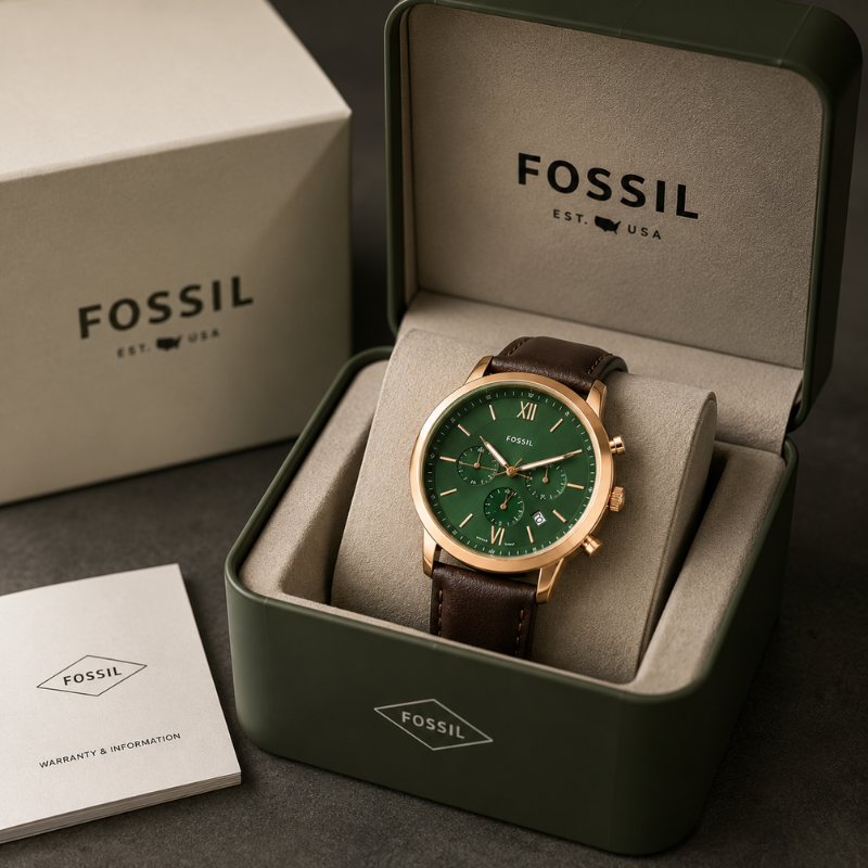 Fos_sil Green Dial Chronograph Watch