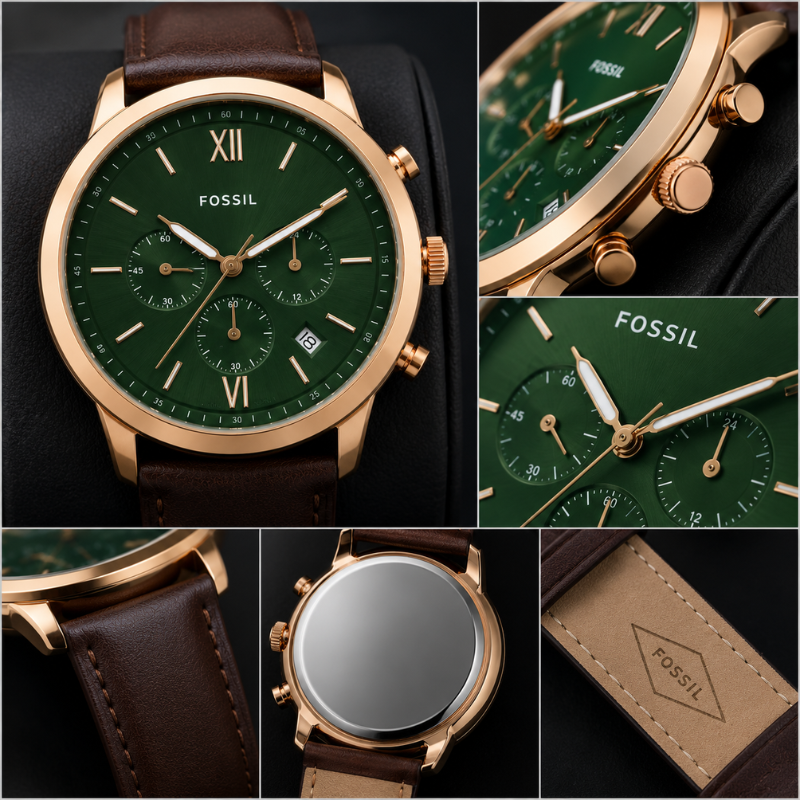 Fos_sil Green Dial Chronograph Watch