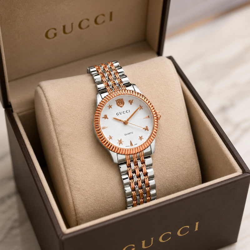 Gu_cci Women's Two-Tone Rose Gold & Silver Analog Quartz Watch