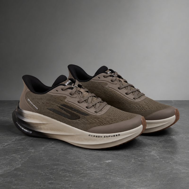 Ske_chers Hyper Burst Carbon Infused Men's Running Shoes – Taupe/Black