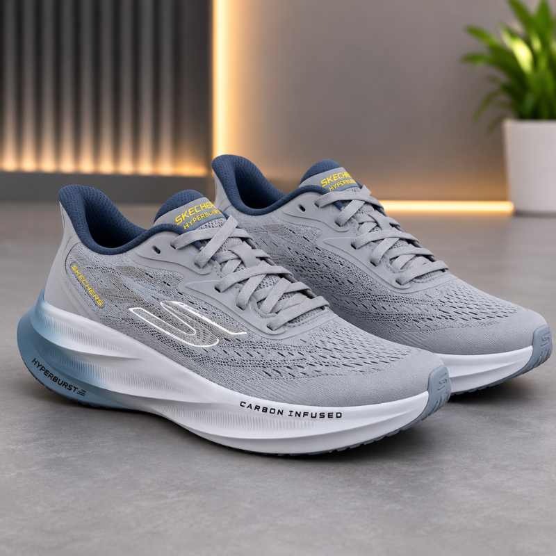 Ske_chers GoRun Hyper Burst Carbon Infused Grey Running Shoes
