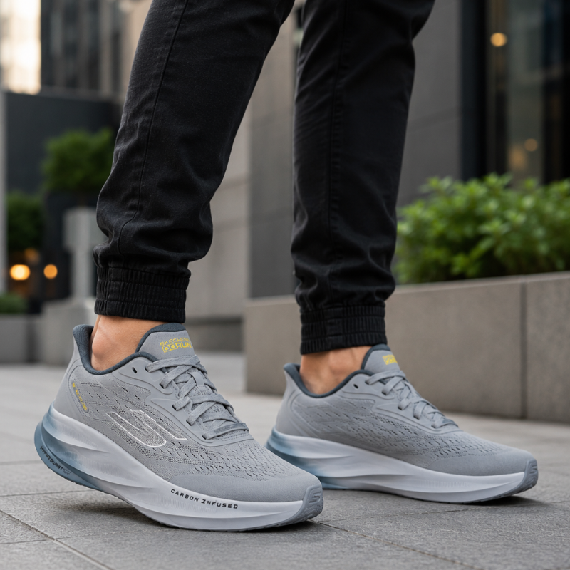 Ske_chers GoRun Hyper Burst Carbon Infused Grey Running Shoes