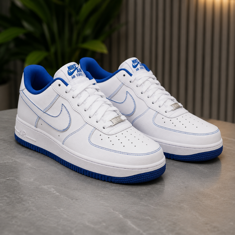 Ni_ke A_ir Force 1 Low White Blue Sneakers for Men | Premium Casual Shoes