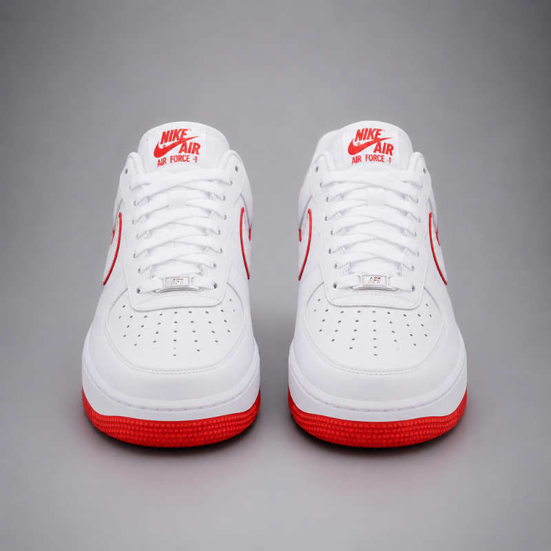 Ni_ke_Ai_r Force 1 Low White Red Sneakers for Men | Premium Casual Shoes