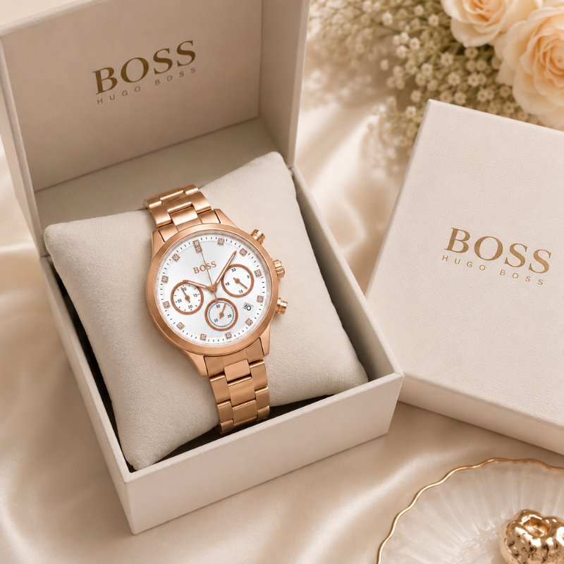 BO_SS Rose Gold Women's Chronograph Watch | Premium Stainless Steel Luxury Timepiece