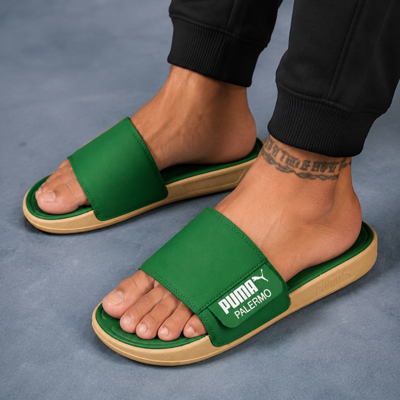Pu_ma Palermo Unisex Comfort Slides | Premium Cushioned Slip-On Sandals | Green
