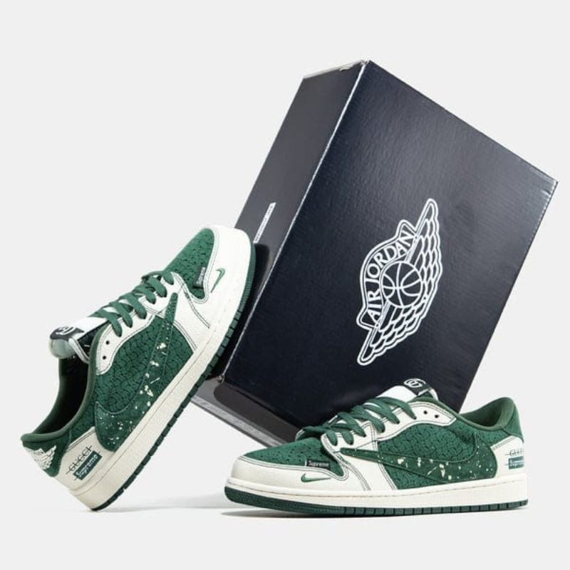 Ni_ke x Supr_eme Low-Top Sneakers | Green & White Premium Casual Shoes