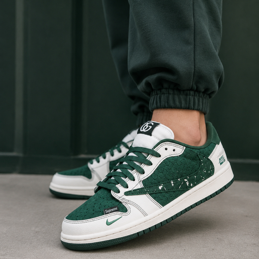 Ni_ke x Supr_eme Low-Top Sneakers | Green & White Premium Casual Shoes