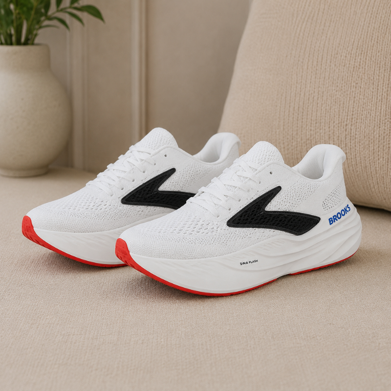 Bro_oks DNA Flash Running Shoes | Lightweight Cushioned Sports Sneakers | White/Black