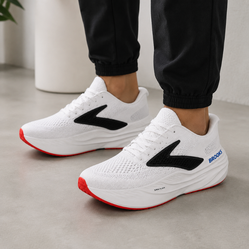 Bro_oks DNA Flash Running Shoes | Lightweight Cushioned Sports Sneakers | White/Black