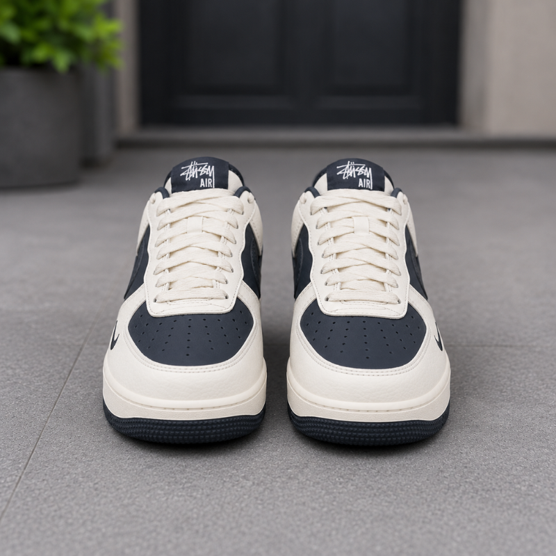 Ni_ke A_ir Fo_rce 1 x Stüssy Black & White Low-Top Sneakers for Men