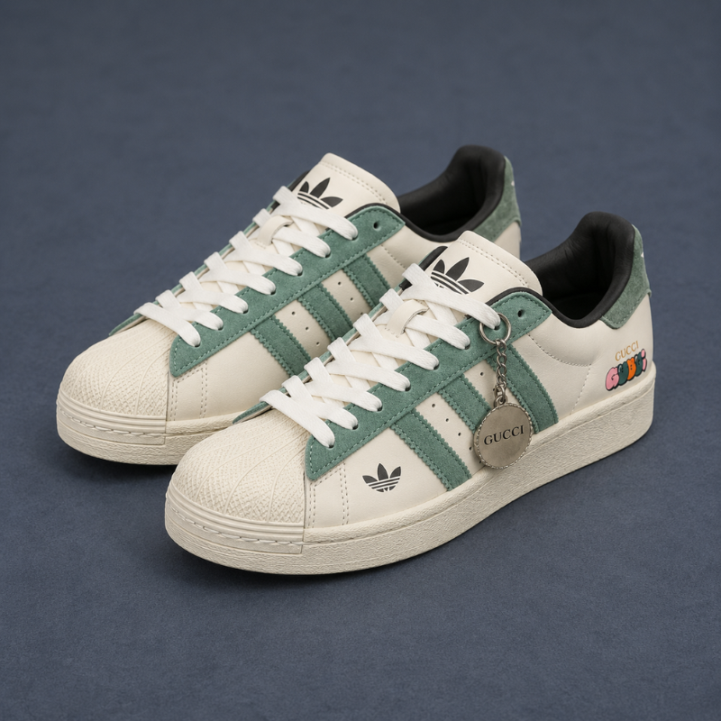 Adi_das x Gu_cci Superstar Green & White Premium Sneakers for Men